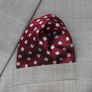 Gascoigne Pocket Square Red White Blue Geometric Men's